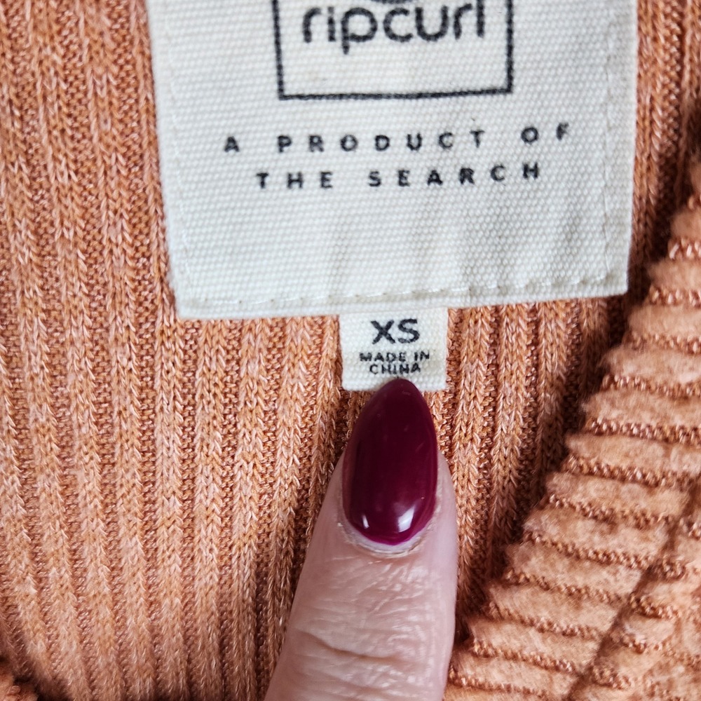 Rip Curl Ribbed V-Neck Hoodie Womens XS Knit Kangaroo Pocket Pullover - Picture 9 of 9